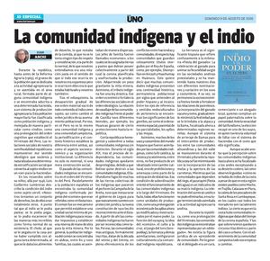 2026 08 09 Diario Uno 10 La Comunidad Indígena Y El Indio