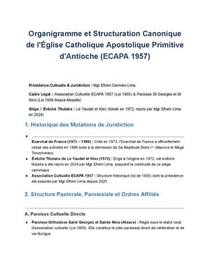 Ecapa 1957 Organigramme Et Structuration Canonique