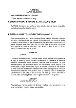FLORENCIA, LA PIEL DEL SUEÑO **Secuencia de Guion y Storyboard – MARAVILLOSO MUNDO **