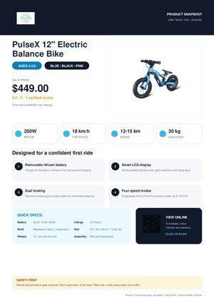 Pulsex Electric Balance Bike Infographic