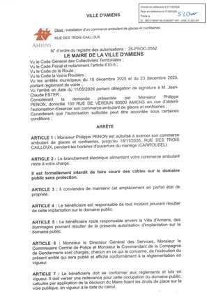 26 PSOC 2552 Installation D'un Commerce Ambulant De Glaces Et Confiseries Rue Des 3 Cailloux Jusqu'au 18 11 2026 - Publiée Le 10 08 2026