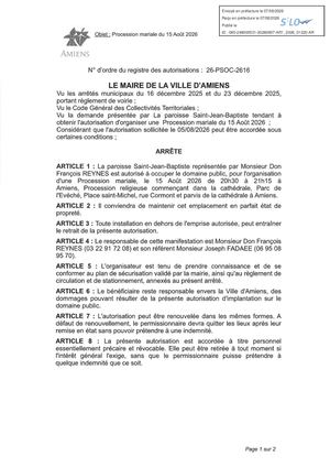 AR1 2026 01220 - La Paroisse Saint Jean Baptiste Le 15 08 2026 Publiée Le 10 08 2026
