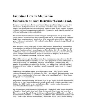 Invitation Creates Motivation