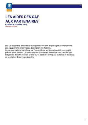 Bareme National 2026 Aides Des Caf Aux Partenaires Maj 17 07 2026