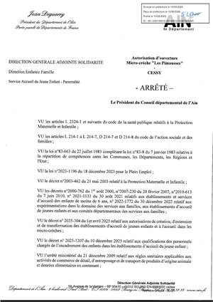 Autorisation D'ouverture Micro Crèche Les Pimousses Cessy