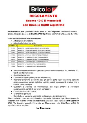 Reg San Cesareo Sconto 10% Il Mercoledi' 2026