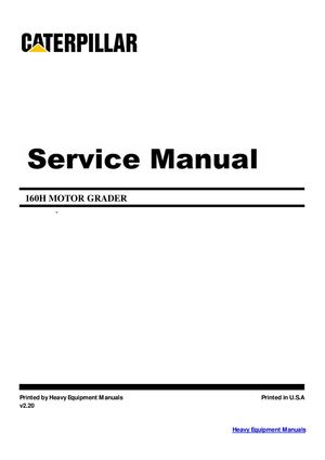 Caterpillar 160H Motor Grader Service Manual PDF