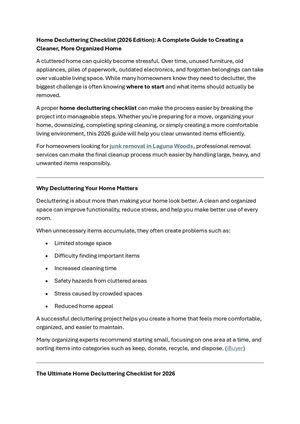 Home Decluttering Checklist 2026