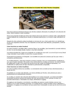 Motor Brushless vs Brushed en Crawler RC: Guía Técnica Completa
