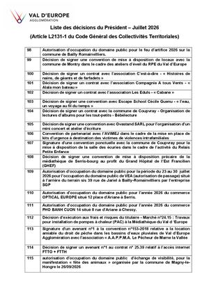 07/2026 - DÉCISIONS DU PRÉSIDENT