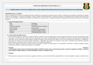Diseñamos Un Folleto Persuasivo Para Promover Estilos De Vida Saludables En San Cristóbal