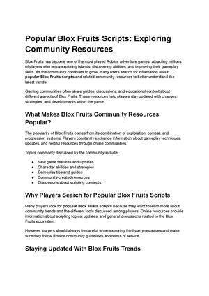 Popular Blox Fruits Scripts Latest Community Trends Updates and Player Resources