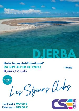 Sejour Djerba Tunisie 24 Sept Au 1 Oct 2027