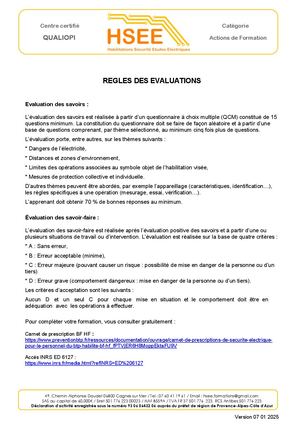 Régles Des éValuations