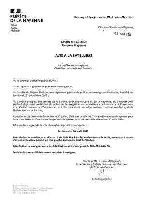 Avis Batellerie - 20260803