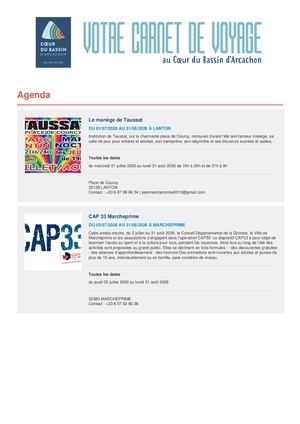 Agenda du mois du Coeur du Bassin d'Arcachon
