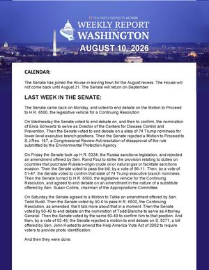 WEEKLY WASHINGTON REPORT 08/10/2026
