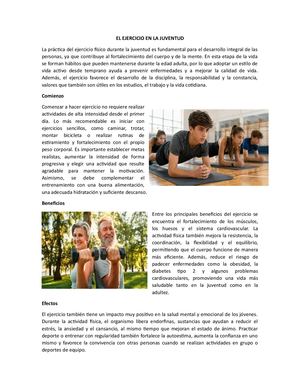 El Ejercicio En La Juventud