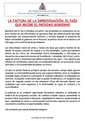 La Factura De La Improvisación