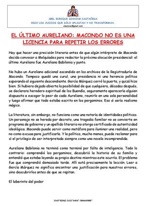 El ÚLtimo Aureliano