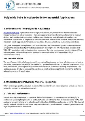 Polyimide Tube Selection Guide For Industrial Applications