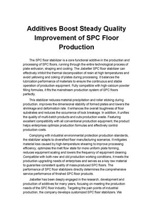 Additives Boost Steady Quality Improvement Of Spc Floor Production