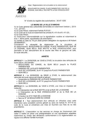 26 AT 1255 Réglementation De La Circulation Et Du Stationnement Boulevard Du Cange & Autres Le 20 09 2026  - Publiée Le 11 08 2026