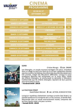 Programme Cinéma Septembre