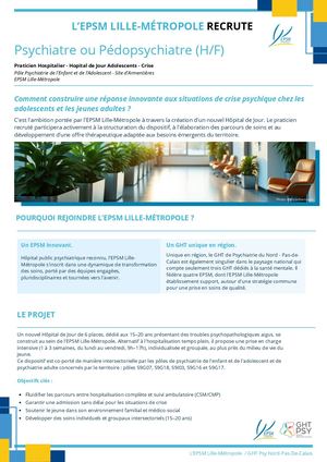 Fiche De Poste Psychiatre Pédopsychiatre