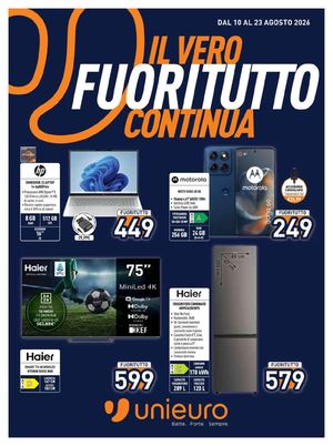 Volantino Unieuro Dal 10 Al 23 Agosto 2026