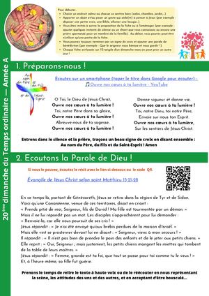 20e dimanche du Temps Ordinaire