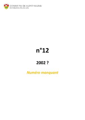 Bulletin Municipal 12 Numéro Manquant