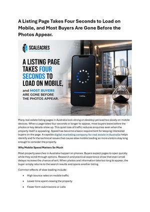 A Listing Page Takes Four Seconds to Load on Mobile, and Most Buyers Are Gone Before the Photos Appear.