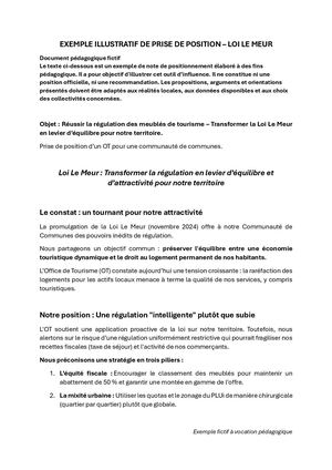 Exemple De Prise De Position