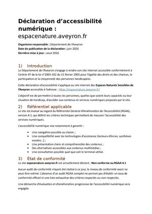 Déclaration Accessibilité - Site web Espaces Naturels Sensibles Fr