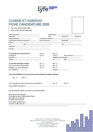 Reconversion - Cuisine  Horizon 2026