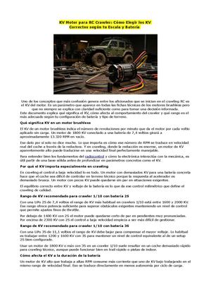 KV Motor para RC Crawler: Cómo Elegir los KV Correctos según tu Escala y Batería