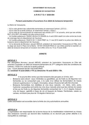 Arrete Débit De Boisson Fv 2026