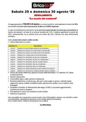 Reg 29 30 Agosto 20% Su 150€