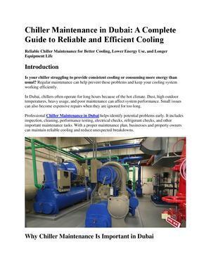 Chiller Maintenance In Dubai