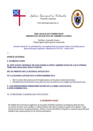 PRESENCIA ANGLICANA EN AMÉRICA LATINA