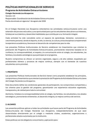 Politicas Institucionales de Servicio