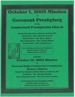 Covenant Presbytery 2005 Fall Minutes