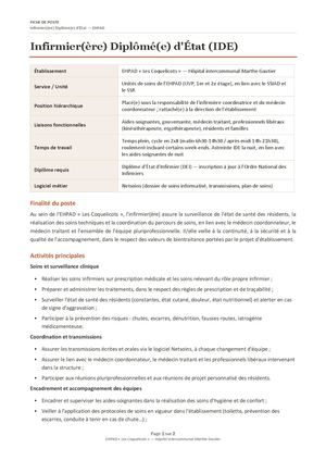 Fiche De Poste Ide Ehpad Coquelicots