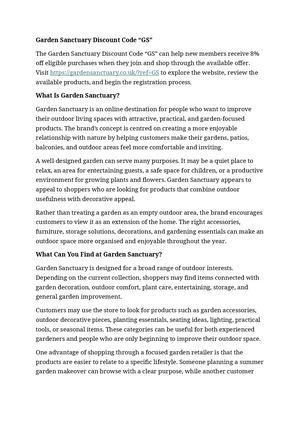 Garden Sanctuary Discount Code “GS”