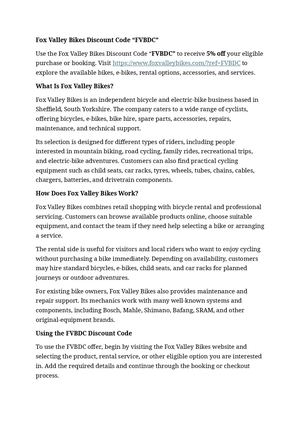 Fox Valley Bikes Discount Code “FVBDC”