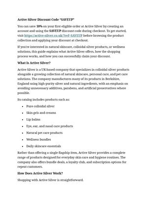 Active Silver Discount Code “SAVEUP”