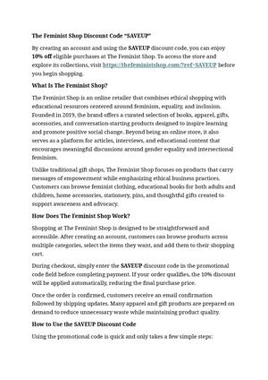 The Feminist Shop Discount Code “SAVEUP”