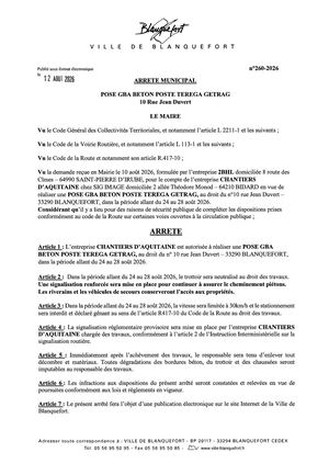 Arrêté n°260-2026
