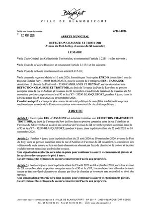 Arrêté 261-2026